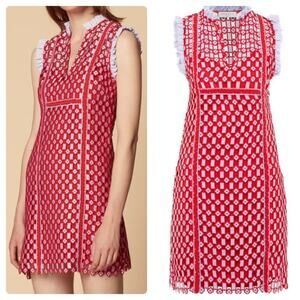 Sandro Anaele Day Red Lace Dress